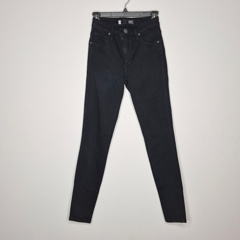 Kut From The Kloth‎ Mia Skinny Jeans Black Overdye Indie Sleeze Rock-Chic Edgy 0